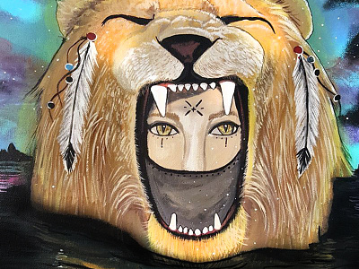 Lioness art design fantasy goddess illustration lion lion head lioness painting power tribal warrior