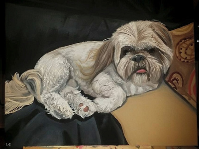 Pillow dog painting