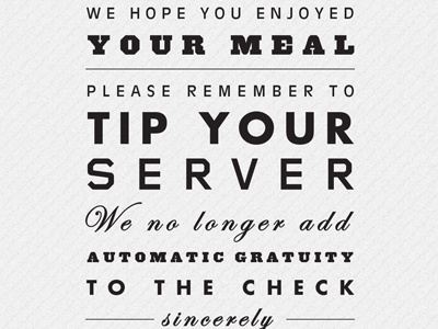 TIP YOUR SERVER! check presenter flyer restaurant