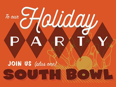 When your company loves to bowl bowling holiday invite retro