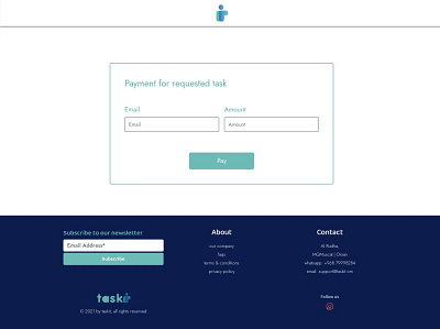 Taskit Payment registration form graphic design website design