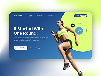 Run a Round - Sports Tracking Landing Page. graphic design health landing page run running running app web design running app website sport sport landing page sport web design sports ui user interface web website