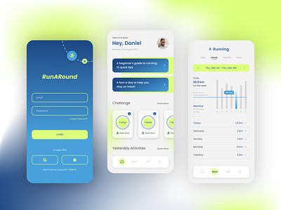 Run a Round - Sports Tracking Apps app apps graphic design health mobile design run run app run mobile design running app sport sport app ui uiux user interface