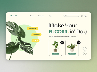 Bloom - Plant Shop Landing Page graphic design greens landing page nature nature landing page nature web design plant shop plant shop landing page plant shop web design plant shop website plant web design ui uiux user interface