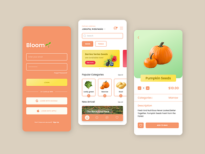 Bloom - Agriculture E-Commerce Apps agricultural agriculture app agriculture e commerce app app apps argiculture graphic design homepage landing page mobile design ui uiux user interface
