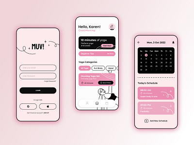 Muv - Yoga Apps app apps design exercise graphic design health healthy ios mobile mobile apps ui uiux user interface yoga yoga app yoga mobile design