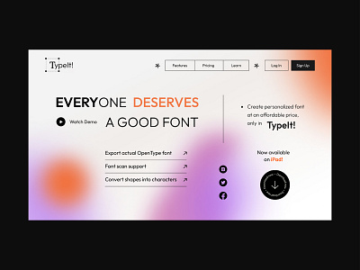 TypeIt! - Font Maker Landing Page creative custom design font font maker font web design graphic design landing page typeface ui uiux user interface web design website website homepage