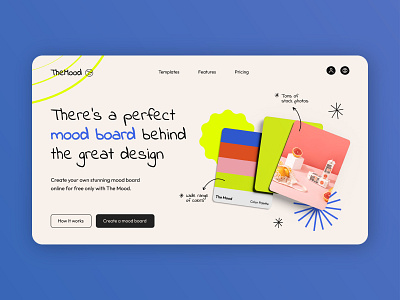 The Mood - Moodboard Generator Landing Page creative design generator graphic design homepage landing page moodboard moodboard generator moodboard generator website skill ui uiux user interface web design web screen website