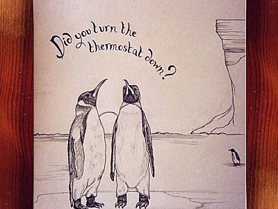Did you turn the thermostat down? animals arctic design doodle drawing penguins sketch typography