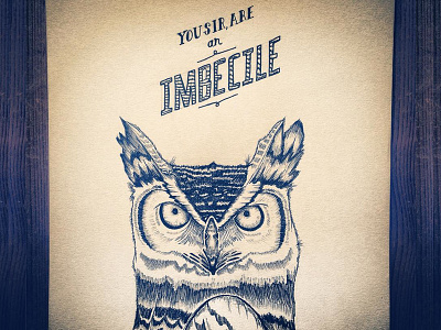 You sir, are an IMBECILE design doodle drawing owl sketch typography