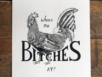 Clive the cockerel chicken cockerel doodle illustration pen work typography