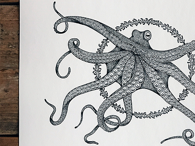 Agnes dot work drawing illustration nautical octopus sea sealife