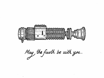 May the Fourth be with you designer doodle dot work drawing illustration jedi lightsaber star wars