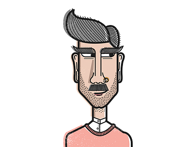 Rafe beard character character illustration doodle hipster illustrator moustache pink