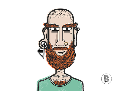 Leon beard character character illustration doodle green hipster illustrator moustache