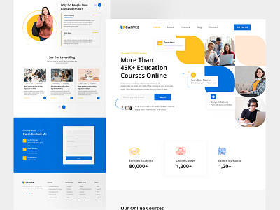 Canves - Online Courses Landing Page 2022 claen dribbble best shot education elearning landing page design learning website online course online course landing online education landiong online learning trendy trendy design ui ui design uiux design ux ux design web design website design