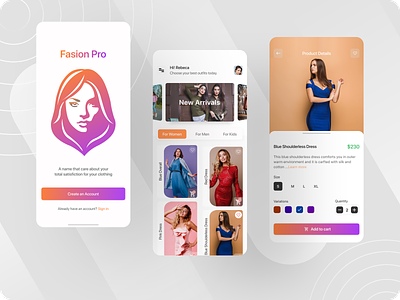 Fashion App app brand cart clean ux clothes colorful ecommerce exploration fashion ios app filter gradients interface ios minimal more screen product ui