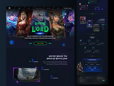 Battle Lord- NFT Gaming Landing Page animation blockchain character crypto ui cryptocurrency dark mode games gaming landing page metaverse nft nft art nft games nft landing page play to earn product design ui web design website