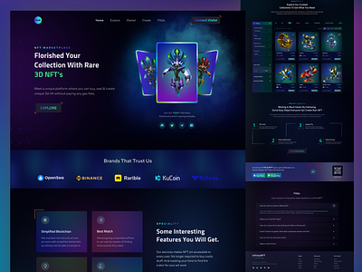 Infinity- Nft Marketplace Landing Page crypto art dark theme landing page landing page design marketplace nft landing page nft web page non-fungiabletoken one page visual design web design website design