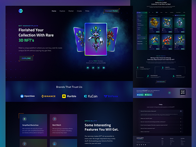 Infinity- Nft Marketplace Landing Page crypto art dark theme landing page landing page design marketplace nft landing page nft web page non fungiabletoken one page visual design web design website design