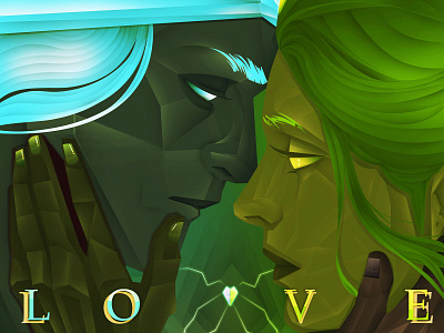 LOVE💙💙💚💙💙 2dart art artwork blue charcter dark design graphic design green illustration king landing light love queen