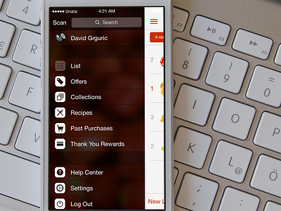iOS 7 Menu 7 flat ios iphone list menu mobile red