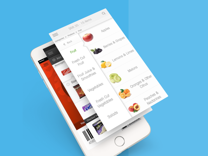 Unata design clean analytics grocery mobile app ios flat white iphone ui