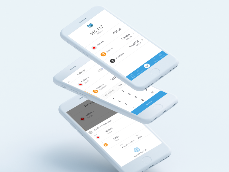 Shakepay Exchange design clean mobile ios app flat white iphone ui