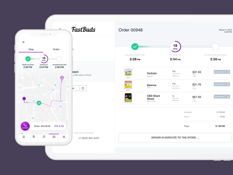 FastBuds Dispensary Delivery delivery dispensary cannabis logo ux analytics ipad ios design web mobile clean app iphone flat white ui