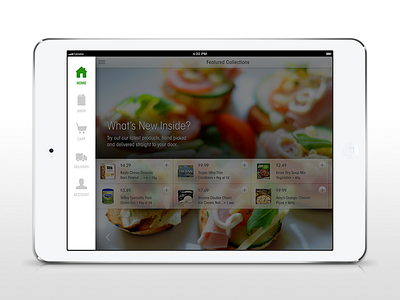Navbar Sliding Menu bar bezel food gesture grocery icon ipad menu slide white