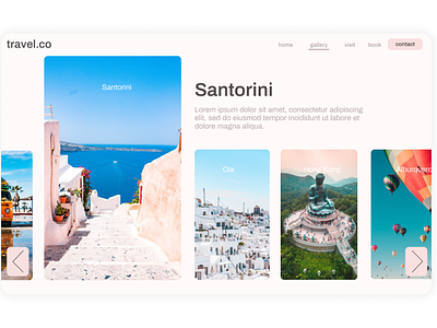 Travel web app carousel design