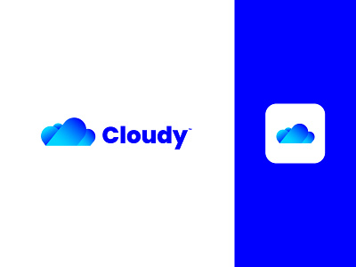 Cloud modern Logo Design- Cloudy App Logo