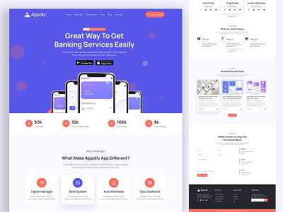 Figma App Landing Page Website app landing page bank app design bank app website figma design figma template tryphograpy website design website ui