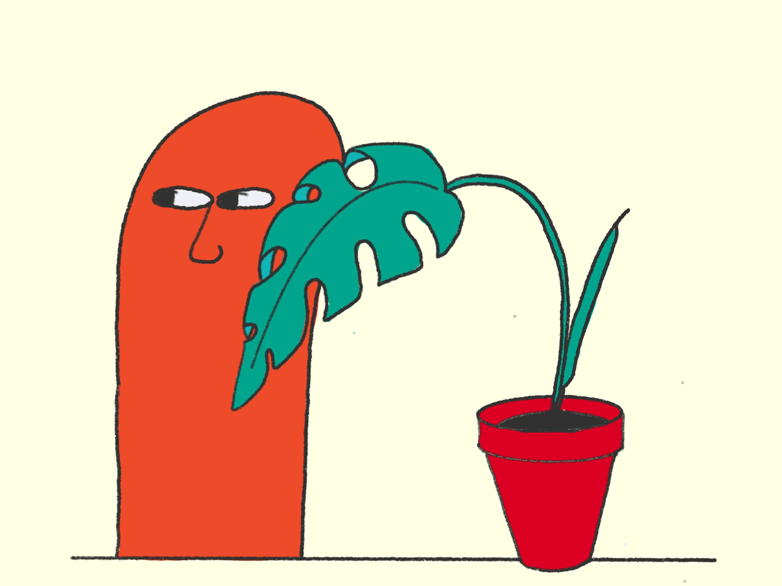 The Monster and the Delicious Monstera animated gif animatedgif character design frame by frame gastaloop handdrawn loop procreate
