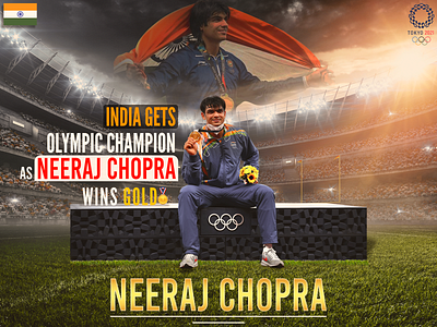 Neeraj Chopra: OLYMPICS 2021 (GOLD MEDAL) goldmedalist graphic design indianplayes logo olympics2021