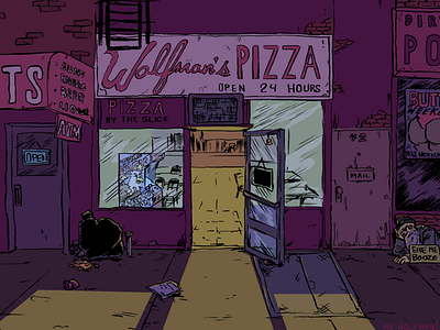 Storefronts comics digital illustration drawing illustration pizza storefronts