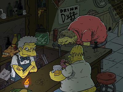 Seems Nobody Wants To Hang Out In A Dank Pit No More bar beer cartoons comics drawing duff home simpson illustration interior moe szyslak moes tavern the simpsons