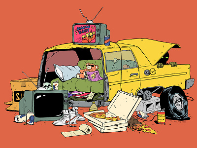 The Dream Apartment apartments cars cartoons comics drawing illustration junk