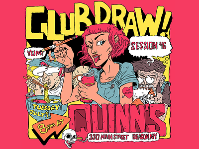 Club/Draw flyer design doodle drawing flyer hand type illustration ink poster