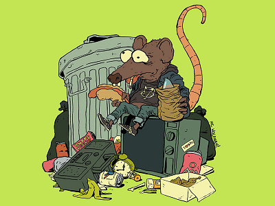 Trash Rat cartoons comics doodle drawing illustration ink punk rat rodent sketchbook
