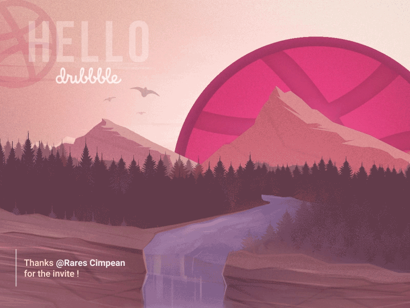 Hello Dribbble ! debut design illustration landscape motion nature