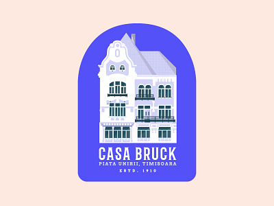 Casa Brück #2 badge blue building design house icon illustration illustrator romania symbol timisoara