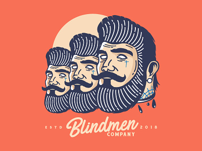 Blindmen Company apparel beard branding head hipster lllustration logo old school store symbol vintage