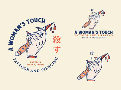 A Woman's Touch - Concepts Exploration badge branding hand illustration knife logo osaka store symbol tattoo woman