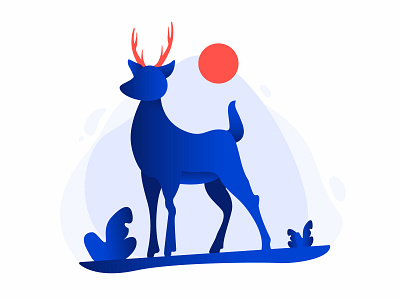 Deer Illustration - WIP animal animation app badge blue branding deer design gradient icon illustration illustrator leaf moon symbol ui ux vector