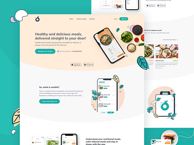 Healthy Local Takeaway Service - onebite branding food food app food illustration foodie health healthy home homepage illustration landing landing page ordering organic takeaway takeout ui ui ux ui design ux