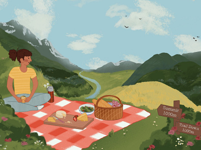 Picnic of the mind article illustration landscape mindfulness procreate