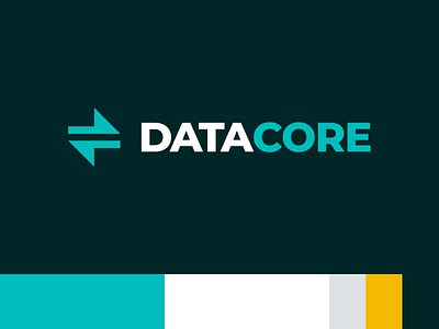 DataCore logo & color palette angles black branding core data data center datacore digital gold logo modern software defined storage teal tech technology typogaphy white