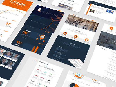 Opus website, UI design bold branding circles clean navy opus orange ui ui design web design website