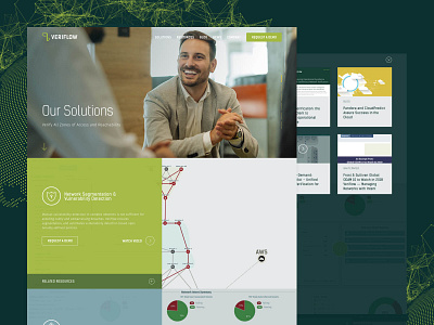 Veriflow website, UI design clean green modern network ui user inteface veriflow website